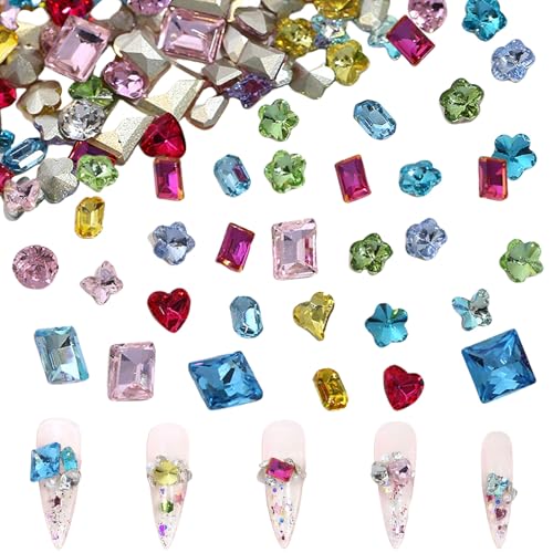 Nagel-Strasssteine, gemischte Herz-, Schmetterlings- und Blumen-Schmucksteine, spitze Rückseite, geomatrische Nagelkunst-Dekorationen für Frauen und Mädchen, Maniküre, Design, DIY Handwerk (gemischt A Nagel-Strasssteine, gemischte Herz-, Schmetterlings- und Blumen-Schmucksteine, spitze Rückseite, geomatrische Nagelkunst-Dekorationen für Frauen und Mädchen, Maniküre, Design, DIY Handwerk (gemischt A von OTKARXUS