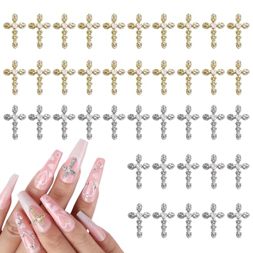 Nagelkunst-Kreuz, 40 Stück Strasssteine Kreuz Nagel Charms,Nagelkunst Edelsteine Gold Silber Metall Legierung Nageldekoration für Maniküre Handwerk DIY Nagelkunst Schmuckherstellung (B Gold Silber) Nagelkunst-Kreuz, 40 Stück Strasssteine Kreuz Nagel Charms,Nagelkunst Edelsteine Gold Silber Metall Legierung Nageldekoration für Maniküre Handwerk DIY Nagelkunst Schmuckherstellung (B Gold Silber) von OTKARXUS
