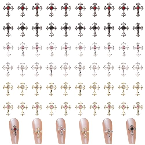 Nagelkunst-Kreuz, 60 Stück Strasssteine Kreuz Nagel Charms,Nagelkunst Edelsteine Gold Silber Waffenfarbe Metall Legierung Nageldekoration für Maniküre Handwerk DIY Nagelkunst Schmuckherstellung Nagelkunst-Kreuz, 60 Stück Strasssteine Kreuz Nagel Charms,Nagelkunst Edelsteine Gold Silber Waffenfarbe Metall Legierung Nageldekoration für Maniküre Handwerk DIY Nagelkunst Schmuckherstellung von OTKARXUS