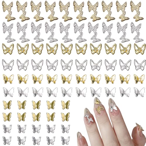 Nail Charms Schmetterling,80 Stück 3D Schmetterling Nagel Charms,Metall Legierung Gold Silber Schmetterlings Nägel Zubehör Dekoration für DIY Nail Art Designs Schmuckherstellung Nail Charms Schmetterling,80 Stück 3D Schmetterling Nagel Charms,Metall Legierung Gold Silber Schmetterlings Nägel Zubehör Dekoration für DIY Nail Art Designs Schmuckherstellung von OTKARXUS