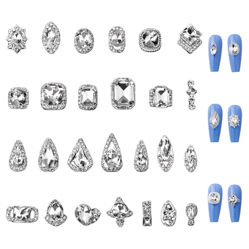 Silber Strasssteine für Nägel,26 Stück Geometrische ovale quadratische Wassertropfen klarer Nagel Edelsteine,Kristall Diamants Metall Legierung Nagel Steine 3D Nail Charms für Nageldesign Dekorationen Silber Strasssteine für Nägel,26 Stück Geometrische ovale quadratische Wassertropfen klarer Nagel Edelsteine,Kristall Diamants Metall Legierung Nagel Steine 3D Nail Charms für Nageldesign Dekorationen von OTKARXUS