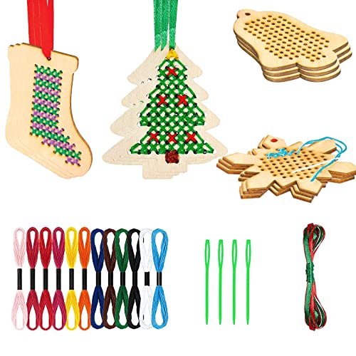 Weihnachts-Kreuzstich-Set,Holz-Kreuzstich-Set,12 Stück, Strumpf/Schneeflocken/Glocken-Form, Kreuzstich-Holz, Weihnachtsbaum-Dekoration zum Aufhängen,DIY-Handwerk für Kinder,Weihnachtsbaum-Dekoration Weihnachts-Kreuzstich-Set,Holz-Kreuzstich-Set,12 Stück, Strumpf/Schneeflocken/Glocken-Form, Kreuzstich-Holz, Weihnachtsbaum-Dekoration zum Aufhängen,DIY-Handwerk für Kinder,Weihnachtsbaum-Dekoration von OTKARXUS