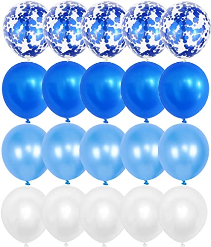 OTMVicor Blaue Luftballons, 20 Stück hellblau-weiße Luftballons, 30,5 cm, blaue Konfetti-Ballons für Party, Blau und Weiß von OTMVicor
