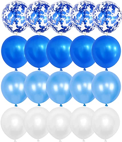 OTMVicor Blaue Luftballons, 20 Stück hellblau-weiße Luftballons, 30,5 cm blaue Konfetti-Luftballons für Partys von OTMVicor