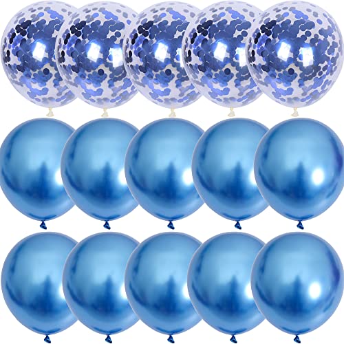 Vicor Blaue Luftballons, metallisch-blaue Luftballons, 30,5 cm, Konfetti-Ballons für Geburtstag, 15 Stück von OTMVicor