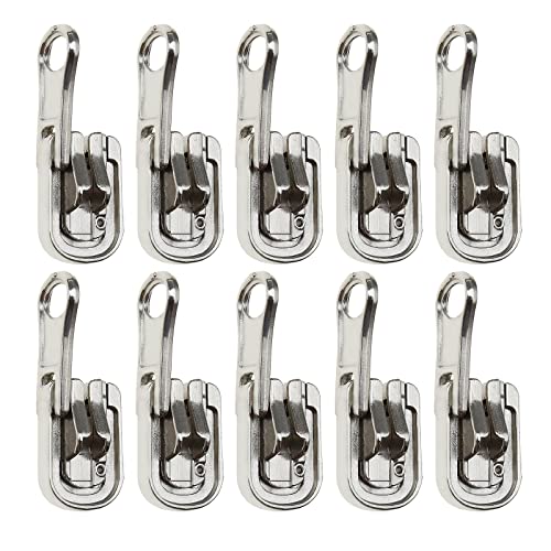 10x Silber 5 # Reißverschlüsse Reparaturset, Ersatz Harz Reißverschlüsse Schieber mit U-förmigen Stoppern für doppelseitige Kleiderzelte 37x12mm von OTOTEC