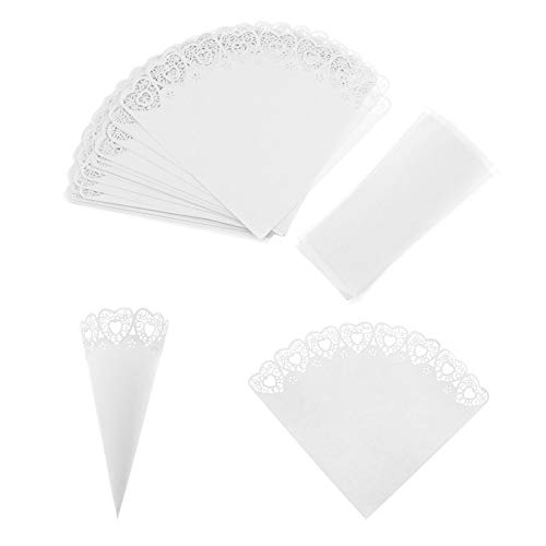 25 Stücke Herz Konisches Papierrohr Konfetti Papierkegel Set mit Doppelseitigen Aufklebern Weiß von OTOTEC