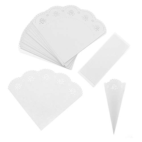 50 Stücke Rose Konisches Papierrohr Hochzeit Konfetti Papierkegel Kegel Set mit Doppelseitigen Aufklebern Weiß von OTOTEC