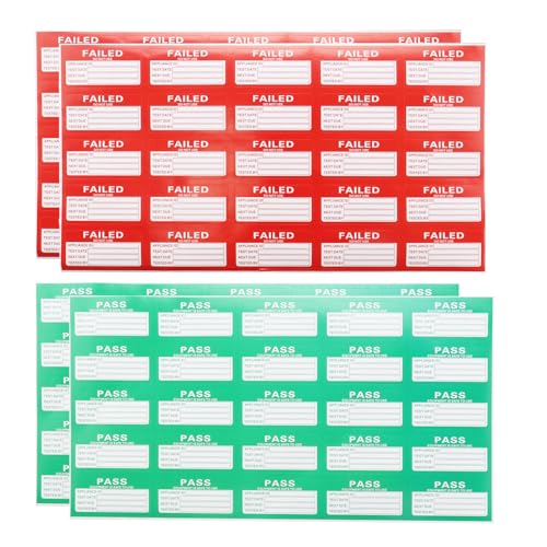 OTOTEC 550 Stück PAT-Testaufkleber Pat-Test-Etiketten (500 Stück bestanden und 50 Stück fehlgeschlagen) Geräte-Testaufkleber Geräte-Test-Etiketten 50 x 25 mm von OTOTEC