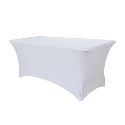 6FT Weiß rechteckige Tischdecke Tischdecke Spandex Hochzeit Party Buffet von OTOTEC