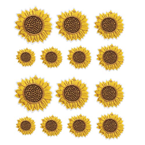 OTOTEC Sonnenblumen-Aufnäher, bestickt, zum Aufbügeln, für Kleidung, Hüte, Rucksäcke, Jeans, Reparatur, DIY-Dekoration, Zubehör, 7 Größen, 14 Stück OTOTEC Sonnenblumen-Aufnäher, bestickt, zum Aufbügeln, für Kleidung, Hüte, Rucksäcke, Jeans, Reparatur, DIY-Dekoration, Zubehör, 7 Größen, 14 Stück von OTOTEC