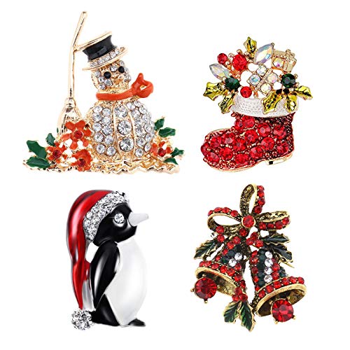 OTOTEC Broschenset für Weihnachten, Festival, Rot, Schuhglocke, Schneemann, Pinguin, Party, für Bastelarbeiten, Rucksäcke, Jacken, Hüte, 4 Stück OTOTEC Broschenset für Weihnachten, Festival, Rot, Schuhglocke, Schneemann, Pinguin, Party, für Bastelarbeiten, Rucksäcke, Jacken, Hüte, 4 Stück von OTOTEC
