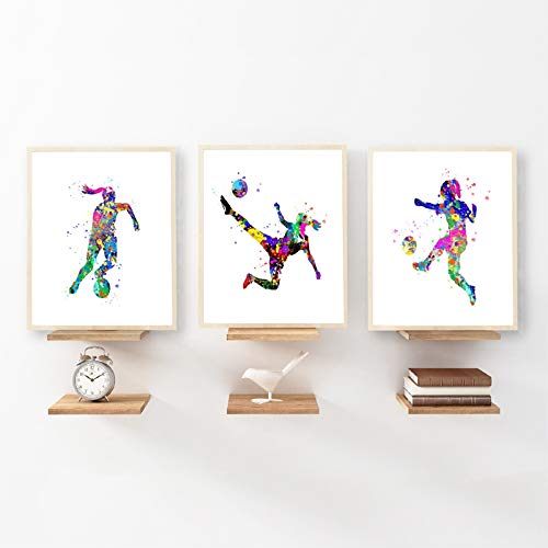 Fußball Wand Bilder Fußball Leinwand Gemälde Aquarell Mädchen Fußball Party Poster Kunstdrucke Wandbilder Mädchen Kinderzimmer Wohnkultur 40 x 60 cm x 3 ungerahmt Fußball Wand Bilder Fußball Leinwand Gemälde Aquarell Mädchen Fußball Party Poster Kunstdrucke Wandbilder Mädchen Kinderzimmer Wohnkultur 40 x 60 cm x 3 ungerahmt von OTURRI