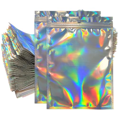 100 Stück Mylar Bags Kleine Tütchen Mylar Folienbeutel Baggies Weed Wiederverschließbare MylarBeutel Holografische Zip Beutel Tasche Fenster Druckverschlussbeutel Baggys für Wimpern Schmuck (14x20cm) 100 Stück Mylar Bags Kleine Tütchen Mylar Folienbeutel Baggies Weed Wiederverschließbare MylarBeutel Holografische Zip Beutel Tasche Fenster Druckverschlussbeutel Baggys für Wimpern Schmuck (14x20cm) von OTYMIOW