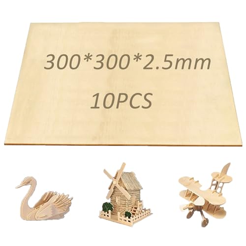 10 Stück Lindenholz, Holzplatte, 300 x 300 x 2.5 mm Sperrholz, Balsaholz, Lindenholz zum Schnitzen, Unfertige Holzplatten für Malerei, Holzplatten zum Basteln, für DIY Modell, Kunst, Handwerk, Gemälde 10 Stück Lindenholz, Holzplatte, 300 x 300 x 2.5 mm Sperrholz, Balsaholz, Lindenholz zum Schnitzen, Unfertige Holzplatten für Malerei, Holzplatten zum Basteln, für DIY Modell, Kunst, Handwerk, Gemälde von OUCONGK