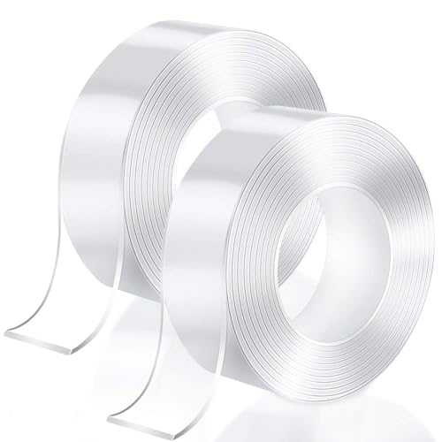 OUCONGK 2 Rolle Transparentes Doppelseitiges Klebeband, Wiederverwendbares Nano Tape, Extra Stark Nano Klebeband, Wasserdicht Anti Rutsch Kleber, für Zuhause, Küche, Auto, Office von OUCONGK