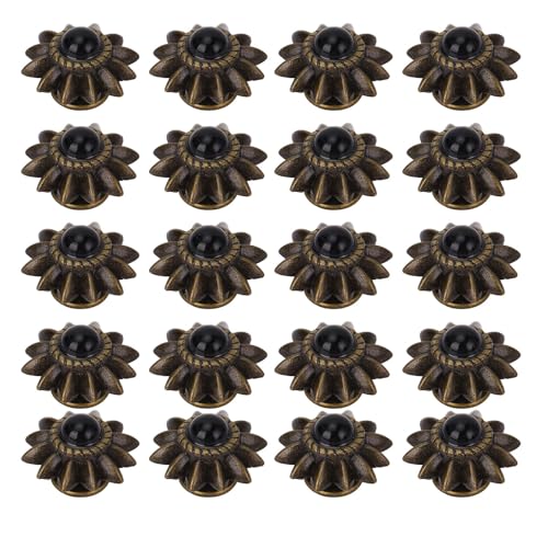 20 Sets Western Daisy Turquoise Rivet Conchos Buckles Vintage Simulation Zinc Alloy Buttons for Leather Crafts with Screw Installation (Black) von OUCRIY