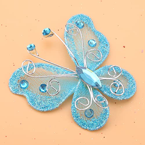 24 Stück Drahtgeflecht transparent mit Glitzer, Schmetterling, Dekoration für Kleidung für Hochzeitsfeier, Bastelbedarf, Lila (#2) von OUCRIY