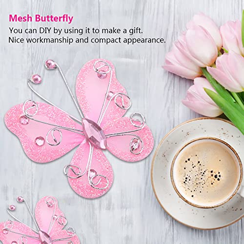24 Stück Drahtgeflecht transparent mit Glitzer, Schmetterling, Kleidungsdekoration für Hochzeitsfeier, Bastelbedarf, Violett (#3) von OUCRIY