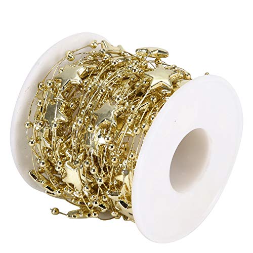 Perle + Kette + Dekoration, 10 Meter Perlenkette, ABS, galvanisierte Perlenkette, fünfzackiger Stern, dekorative Schnur (Gold) von OUCRIY
