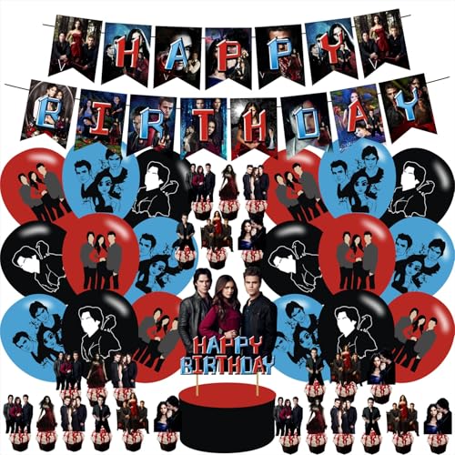 The Vampire Diaries Geburtstagsparty-Zubehör, The Vampire Diaries einschließlich Kuchendekoration, Cupcake-Topper, Banner, Latex-Luftballons, sehr geeignet für Geburtstagsparty-Zubehör für Jungen und The Vampire Diaries Geburtstagsparty-Zubehör, The Vampire Diaries einschließlich Kuchendekoration, Cupcake-Topper, Banner, Latex-Luftballons, sehr geeignet für Geburtstagsparty-Zubehör für Jungen und von OUDINI