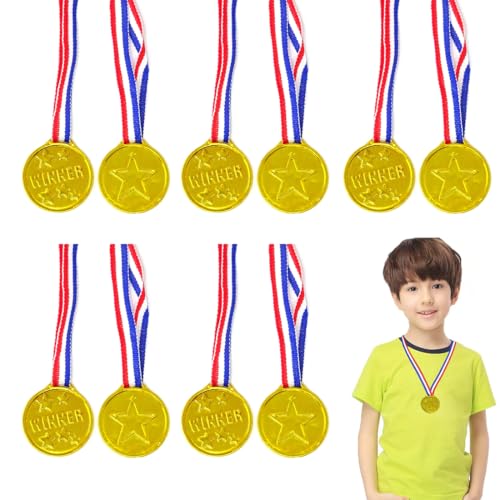 OUDQFCJ Medaillen Kinder 10 Stück Goldmedaillen Siegermedaillen Für Laufen Fussball Kinder Gold Gewinner Medaille Kunststoff Für Geburtstag Party Spiele Prizzes Sportstag Spielzeug OUDQFCJ Medaillen Kinder 10 Stück Goldmedaillen Siegermedaillen Für Laufen Fussball Kinder Gold Gewinner Medaille Kunststoff Für Geburtstag Party Spiele Prizzes Sportstag Spielzeug von OUDQFCJ