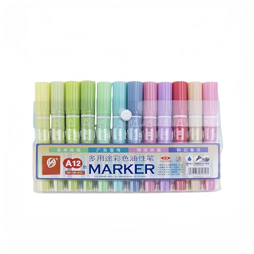OUGHTOSIS 12-teiliges Set mit Doppel-Markern, permanent, sortierte Farbe, Macaron-Farbe OUGHTOSIS 12-teiliges Set mit Doppel-Markern, permanent, sortierte Farbe, Macaron-Farbe von OUGHTOSIS