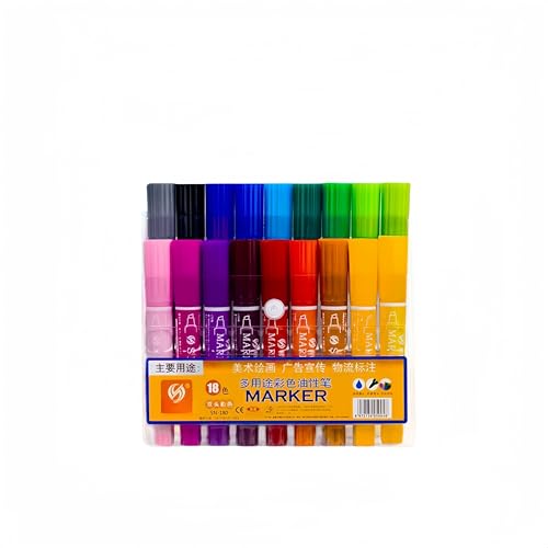 OUGHTOSIS Doppel-Marker, permanent, sortierte Farbe, brillante Farben, 18-teilig OUGHTOSIS Doppel-Marker, permanent, sortierte Farbe, brillante Farben, 18-teilig von OUGHTOSIS