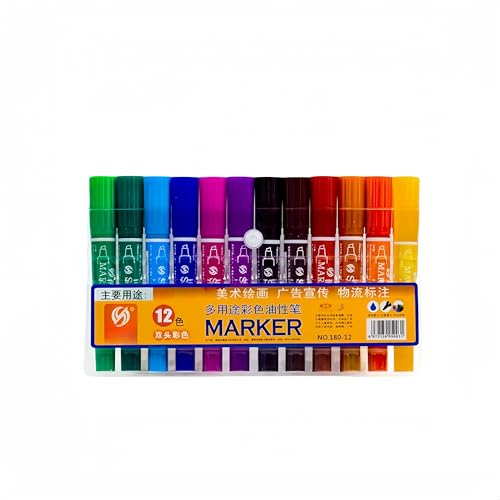 OUGHTOSIS Doppel-Marker, permanent, sortierte Farben, brillante Farben, 12-teiliges Set OUGHTOSIS Doppel-Marker, permanent, sortierte Farben, brillante Farben, 12-teiliges Set von OUGHTOSIS