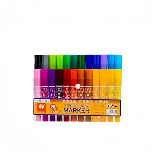 OUGHTOSIS Doppel-Marker, permanent, sortierte Farben, brillante Farben, 24-teiliges Set OUGHTOSIS Doppel-Marker, permanent, sortierte Farben, brillante Farben, 24-teiliges Set von OUGHTOSIS