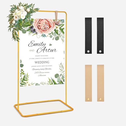 Hochzeitsständer,Hochzeitsschild Halter Höhenverstellbar 68 Zoll und 50 Zoll,Willkommensschild mit 4 Lederriemen,Staffelei Hochzeit,Metall Posterhalter in Gold für Sitztabelle,Empfang,Poster Hochzeitsständer,Hochzeitsschild Halter Höhenverstellbar 68 Zoll und 50 Zoll,Willkommensschild mit 4 Lederriemen,Staffelei Hochzeit,Metall Posterhalter in Gold für Sitztabelle,Empfang,Poster von OUGPIU