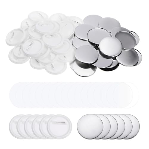 100/200 Sets Blanko-Anstecker, Button Maker Teile, Materialzubehör, 25 mm, 32 mm, 37 mm, 44 mm, 50 mm, 58 mm, 75 mm, DIY-Buttonsherstellung Für die DIY-Bastelproduktion(100Set 58mm) von OUHFCASN