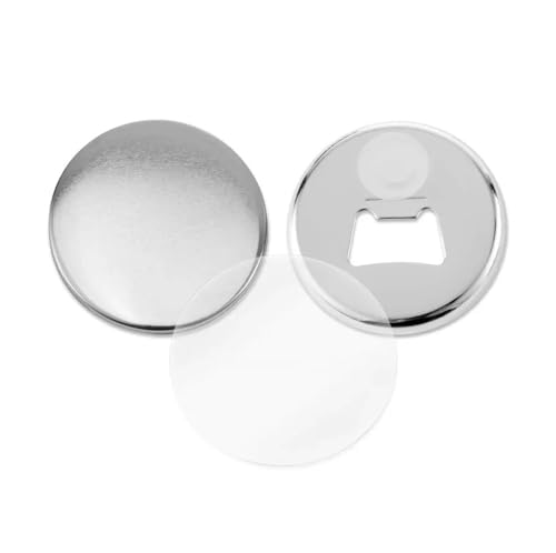 100 STÜCKE 58mm Metallknopfteile Zubehör Kühlschrankmagnet Flaschenöffner for Knopfmachermaschine Rundstiftmachermaterialien Für die DIY-Bastelproduktion von OUHFCASN