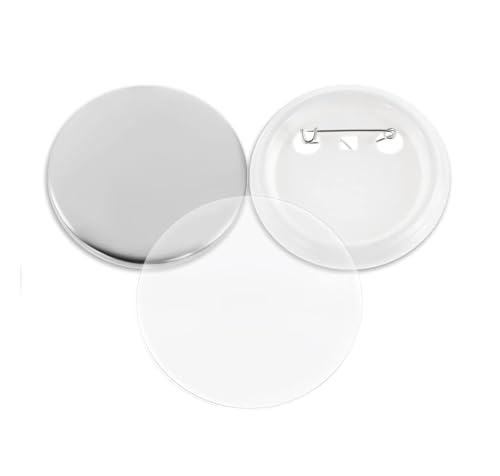 100 Sets Blanko-Button-Maker-Teile, 25–75 mm Kunststoff-/Metall-Button-Teile, Pressmaschinen-Zubehör, DIY-Anstecker-Set Für die DIY-Bastelproduktion(Iron Base 100Pcs,58MM) von OUHFCASN