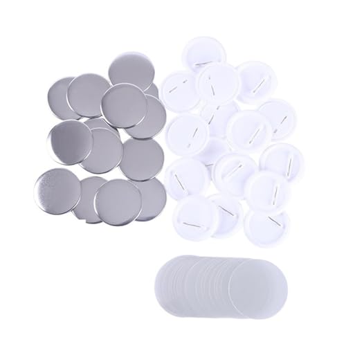 100 Sets Blanko-Buttons, Zubehör for runde Button-Maker, inklusive Metallschalen und transparenter Mylar- und Kunststoffbasis Für die DIY-Bastelproduktion(75MM) von OUHFCASN