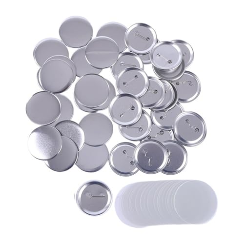 100 Sets Weißblech-Abzeichenzubehör, mattierte Abzeichenmaterialien, DIY-Zubehör zur Herstellung von leeren Knöpfen, DIY-Bastelarbeiten Für die DIY-Bastelproduktion(Frosted,65MM) von OUHFCASN