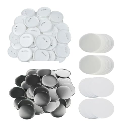 100 Stück Blanko-Buttons, 25–75 mm, rund, Teile for Anstecker, Kunststoff/Metall, mattiert, Anstecker-Set Für die DIY-Bastelproduktion(32mm,Plastic 100PCS) von OUHFCASN