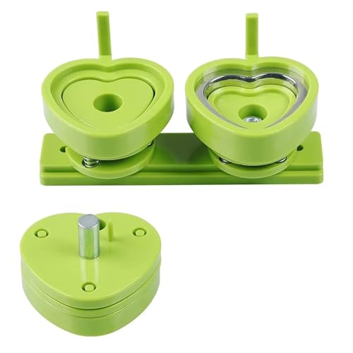 25–58 mm Button-Maker-Maschinenform, austauschbare Buttonpresse, Stanzpresse for Anstecknadeln, runde und herzförmige Form Für die DIY-Bastelproduktion(Green Heart 57MM,25mm) von OUHFCASN