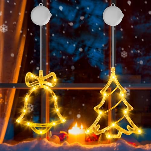 OUILA LED Weihnachtslichterketten Lichter, Funkel Weihnachten Lichterkette Weihnachtsbaum Weihnachtsglocken Weihnachtsbeleuchtung mit Saugnäpfe Timing Weihnachtsstern für Weihnachtsschmuck (Warmweiß) OUILA LED Weihnachtslichterketten Lichter, Funkel Weihnachten Lichterkette Weihnachtsbaum Weihnachtsglocken Weihnachtsbeleuchtung mit Saugnäpfe Timing Weihnachtsstern für Weihnachtsschmuck (Warmweiß) von OUILA
