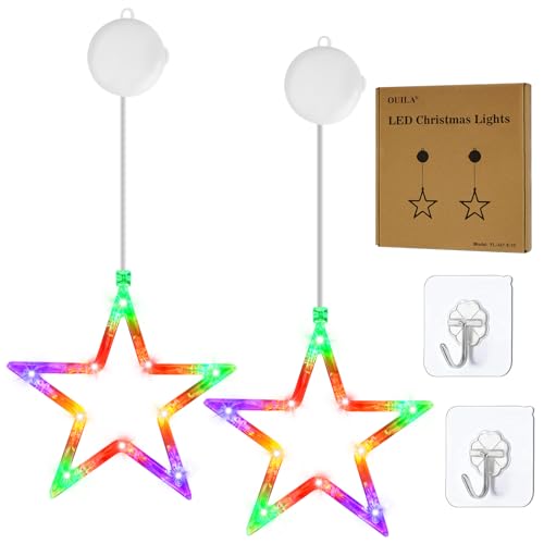 OUILA RGB LED Sterne Weihnachtsbeleuchtung Bunt, LED Weihnachtslichterketten Lichter Funkel Weihnachten Lichterkette mit Saugnäpfe Batteriebetrieb Timer Weihnachtsstern für Weihnachten Deko (RGB) OUILA RGB LED Sterne Weihnachtsbeleuchtung Bunt, LED Weihnachtslichterketten Lichter Funkel Weihnachten Lichterkette mit Saugnäpfe Batteriebetrieb Timer Weihnachtsstern für Weihnachten Deko (RGB) von OUILA