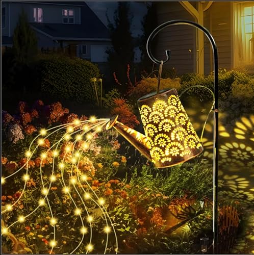 OUILA Solar Gießkanne Lichterkette, Solarlaterne für außen mit Schäferhaken, Solarlampen IP65 Wasserdicht, LED Lichterketten für Außen, Gartendeko, Hofweg, Blumenbeet von OUILA