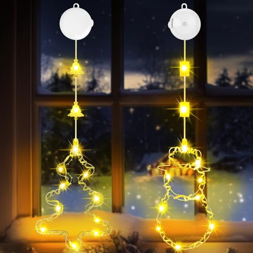 OUILA Weihnachtsbeleuchtung Weihnachtsdeko, Schneemann & Weihnachtsbaum Leuchtsterne Weihnachten mit Saugnäpfe & Timer Fensterdeko Weihnachten Beleuchtet Lichterkette Fenster Weihnachten (Warmweiß) OUILA Weihnachtsbeleuchtung Weihnachtsdeko, Schneemann & Weihnachtsbaum Leuchtsterne Weihnachten mit Saugnäpfe & Timer Fensterdeko Weihnachten Beleuchtet Lichterkette Fenster Weihnachten (Warmweiß) von OUILA