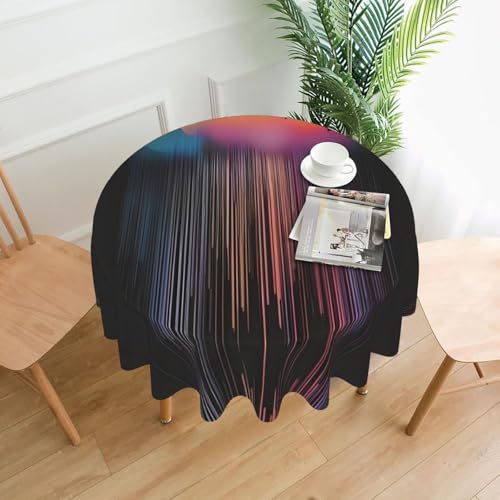Bunte Regenbogen-Regen-Tischdecke, 152,4 cm, rund, flecken- und knitterfrei, für Abendessen, Brunch Picknick, Hochzeit, Party, drinnen und draußen von OUInbvv