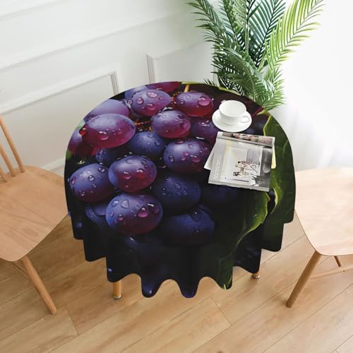 Fresh Grapes Tischdecke, rund, flecken- und knitterfrei, für Abendessen, Brunch Picknick, Hochzeit, Party, drinnen und draußen, 152,4 cm von OUInbvv