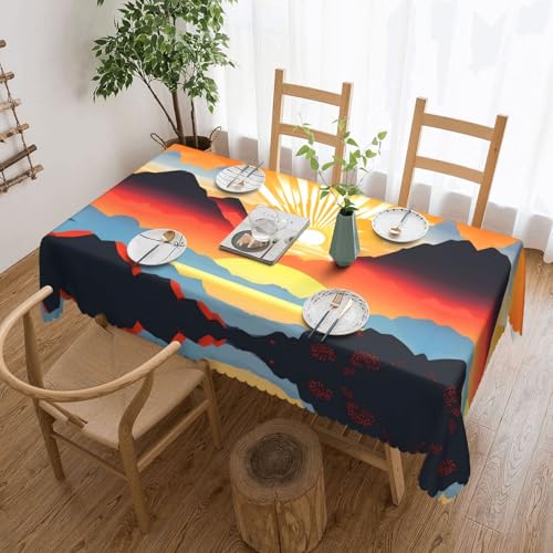 OUInbvv Bright Sunrise Tischdecke, quadratisch, 137 x 183 cm, als Tischschutz und Dekoration, geeignet für Familienfeiern im Freien von OUInbvv