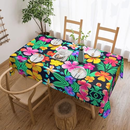 OUInbvv Bunte Blumen, quadratische Tischdecke, 137 x 183 cm, als Tischschutz und Dekoration, geeignet für Familienfeiern im Freien von OUInbvv