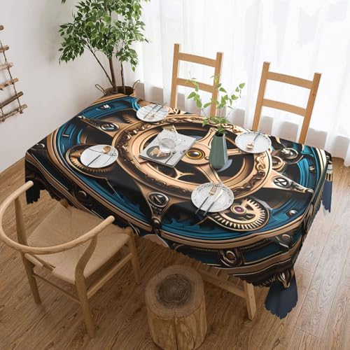 OUInbvv Coole Steampunk-Tischdecke, quadratisch, 137 x 183 cm, für Tischschutz und Dekoration, geeignet für Familienfeiern im Freien von OUInbvv