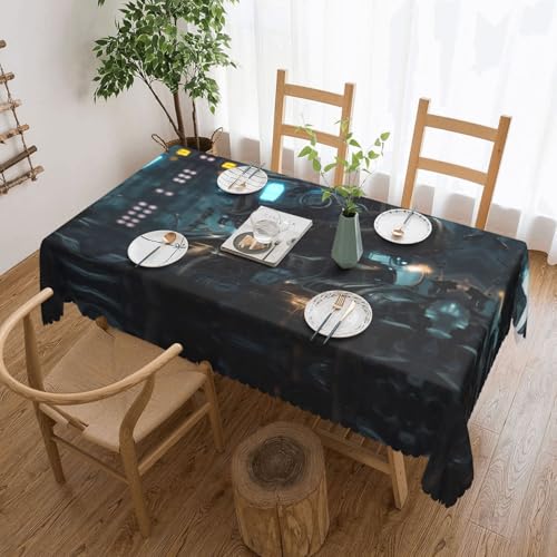 OUInbvv Future Robot Tischdecke, quadratisch, 137,2 x 183,9 cm, für Tischschutz und Dekoration, geeignet für Familienfeiern im Freien von OUInbvv
