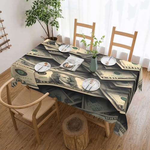 OUInbvv Lots of Dollars Tischdecke, quadratisch, 137 x 183 cm, als Tischschutz und Dekoration, geeignet für Familienfeiern im Freien von OUInbvv
