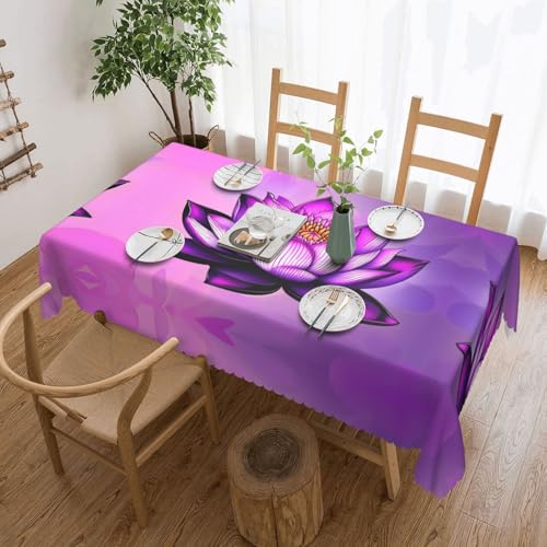 OUInbvv Lotus-Tischdecke, quadratisch, 137 x 183 cm, für Tischschutz und Dekoration, geeignet für Familienfeiern im Freien, Violett von OUInbvv